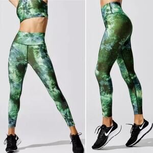 Carbon38 Green Tie-Dye High-Rise Leggings